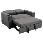 Sarantino Hoffman Linen Dark Grey Convertible Sofa Bed Couch Lounge With Cushions Cupholders Scandinavian-style Wooden