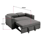 Sarantino Hoffman Linen Dark Grey Convertible Sofa Bed Couch Lounge With Cushions Cupholders Scandinavian-style Wooden