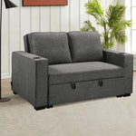 Sarantino Hoffman Linen Dark Grey Convertible Sofa Bed Couch Lounge With Cushions Cupholders Scandinavian-style Wooden