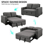 Sarantino Hoffman Linen Dark Grey Convertible Sofa Bed Couch Lounge With Cushions Cupholders Scandinavian-style Wooden