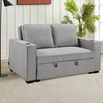 Sarantino Hoffman Linen Sofa Bed Chair With Cushions &cup Holders Light Grey - Furniture > Bar Stools & Chairs > Arm
