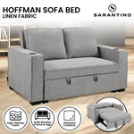 Sarantino Hoffman Linen Sofa Bed Chair With Cushions &cup Holders Light Grey - Furniture > Bar Stools & Chairs > Arm