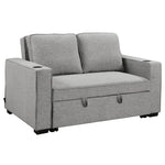 Sarantino Hoffman Linen Sofa Bed Chair With Cushions &cup Holders Light Grey - Furniture > Bar Stools & Chairs > Arm