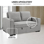 Sarantino Hoffman Linen Sofa Bed Chair With Cushions &cup Holders Light Grey - Furniture > Bar Stools & Chairs > Arm