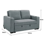 Sarantino Hoffman Linen Sofa Bed With Cushions & Cup Holders Dark Grey - Furniture > Bar Stools & Chairs > Arm Chairs &