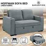 Sarantino Hoffman Linen Sofa Bed With Cushions & Cup Holders Dark Grey - Furniture > Bar Stools & Chairs > Arm Chairs &