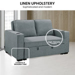 Sarantino Hoffman Linen Sofa Bed With Cushions & Cup Holders Dark Grey - Furniture > Bar Stools & Chairs > Arm Chairs &