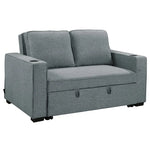 Sarantino Hoffman Linen Sofa Bed With Cushions & Cup Holders Dark Grey - Furniture > Bar Stools & Chairs > Arm Chairs &