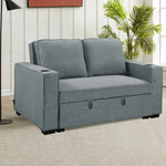 Sarantino Hoffman Linen Sofa Bed With Cushions & Cup Holders Dark Grey - Furniture > Bar Stools & Chairs > Arm Chairs &