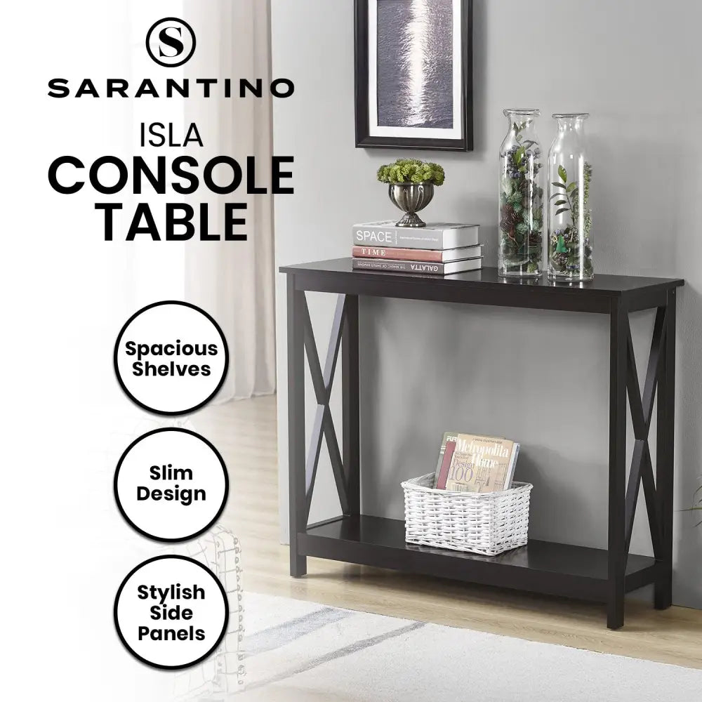 Sarantino Isla X-Frame Console Table in Black - Furniture > Living Room > Side Tables
