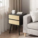 Sarantino Ivan Bedside Table Night Stand - Black/natural - Furniture > Bedroom