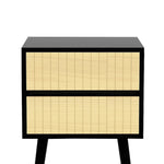 Sarantino Ivan Bedside Table Night Stand - Black/natural - Furniture > Bedroom