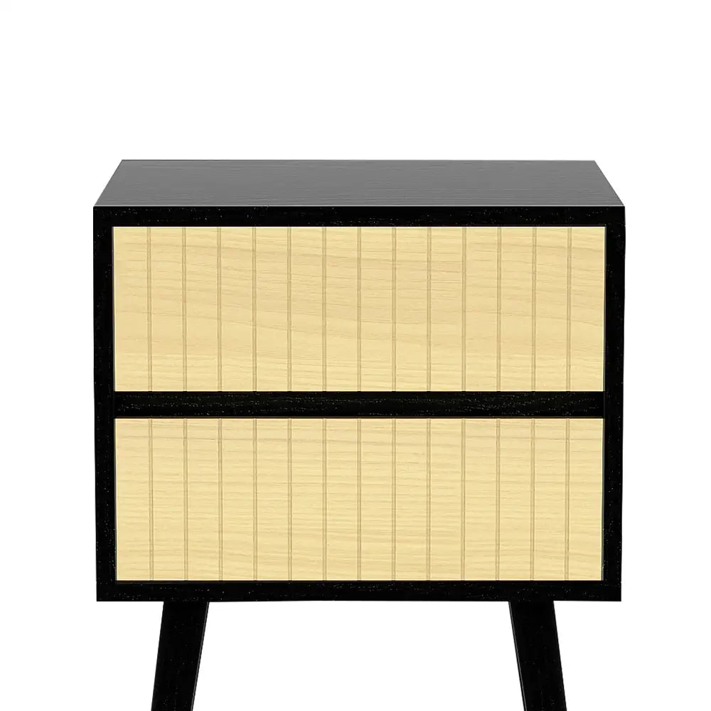Sarantino Ivan Bedside Table Night Stand - Black/natural - Furniture > Bedroom
