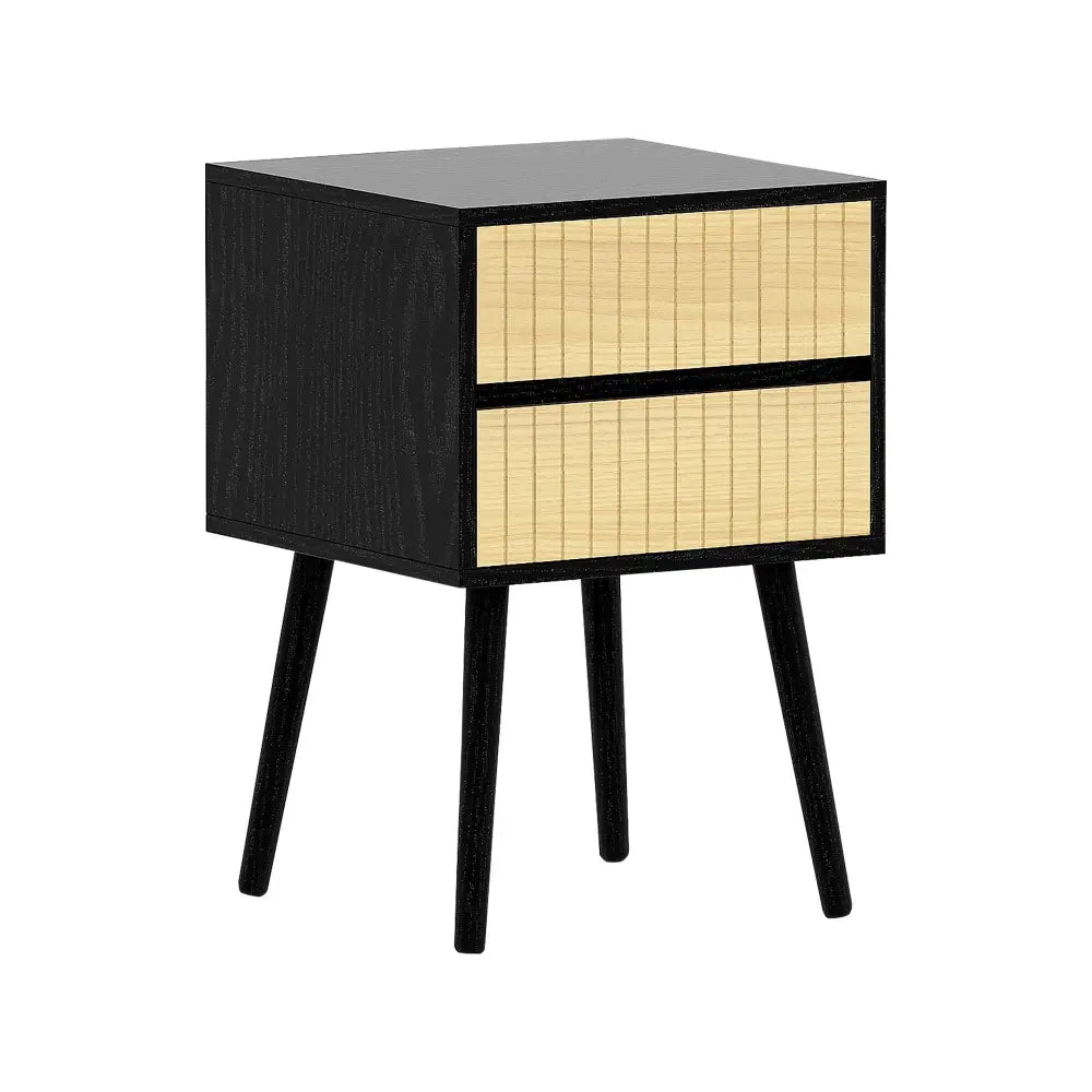 Sarantino Ivan Bedside Table Night Stand - Black/natural - Furniture > Bedroom