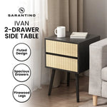 Sarantino Ivan Bedside Table Night Stand - Black/natural - Furniture > Bedroom