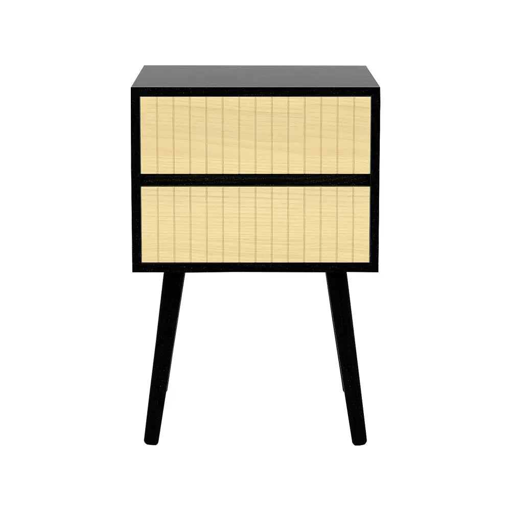 Sarantino Ivan Bedside Table Night Stand - Black/natural - Furniture > Bedroom