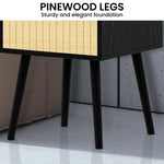 Sarantino Ivan Bedside Table Night Stand - Black/natural - Furniture > Bedroom