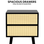 Sarantino Ivan Bedside Table Night Stand - Black/natural - Furniture > Bedroom