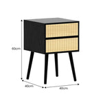 Sarantino Ivan Bedside Table Night Stand - Black/natural - Furniture > Bedroom