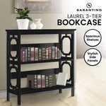 Sarantino Laurel 3-Tier Bookshelf Display Rack in Black - Furniture > Living Room > Bookcases & Shelves