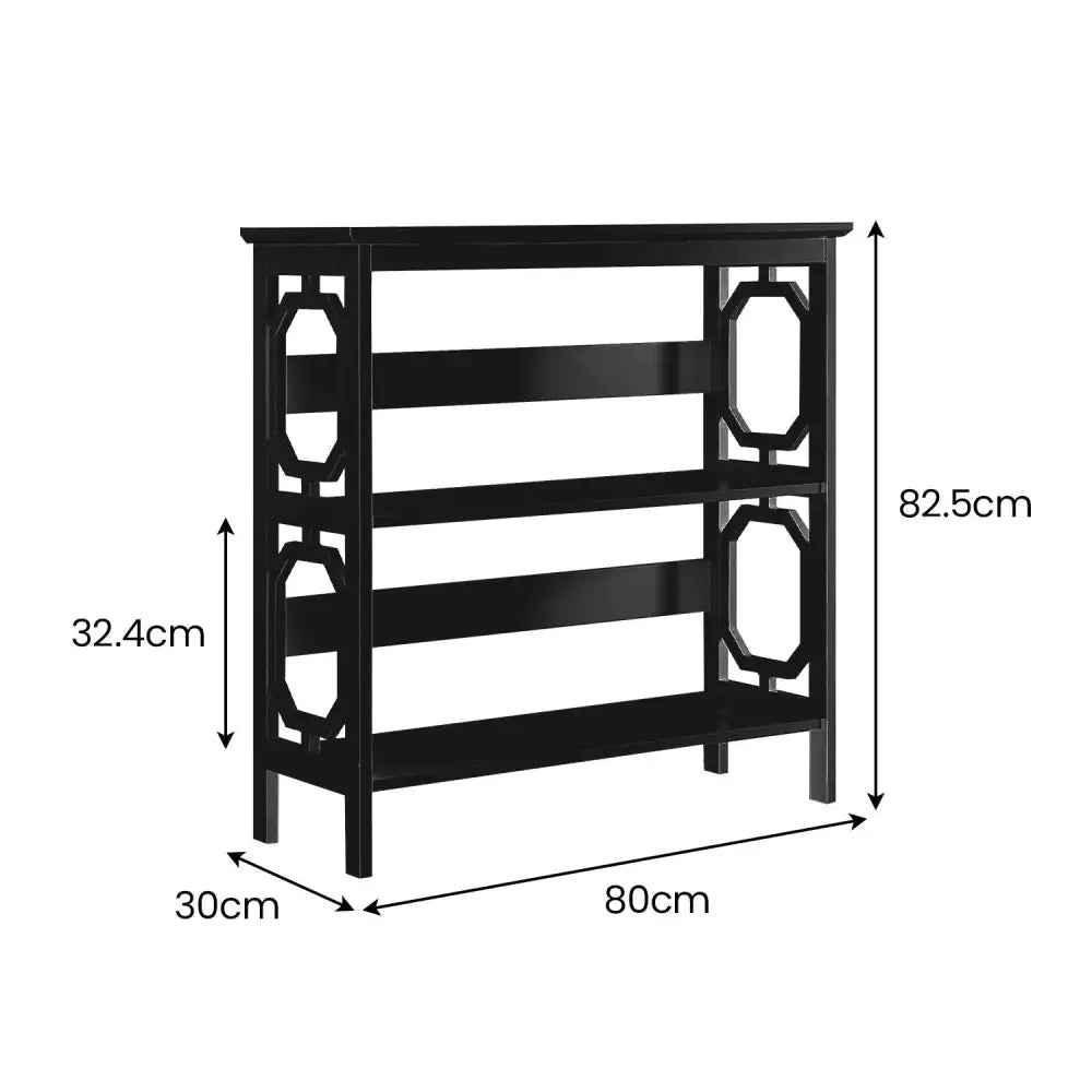 Sarantino Laurel 3-Tier Bookshelf Display Rack in Black - Furniture > Living Room > Bookcases & Shelves
