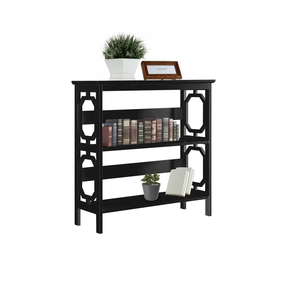 Sarantino Laurel 3-Tier Bookshelf Display Rack in Black - Furniture > Living Room > Bookcases & Shelves