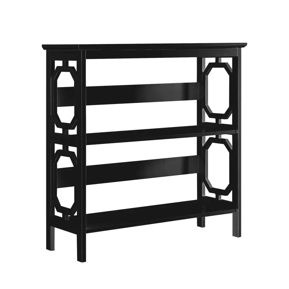Sarantino Laurel 3-Tier Bookshelf Display Rack in Black - Furniture > Living Room > Bookcases & Shelves