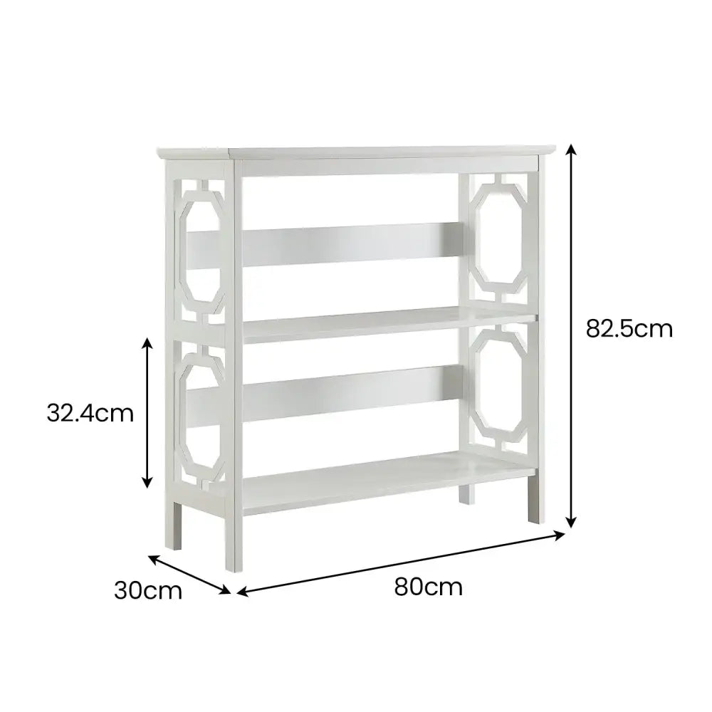 Sarantino Laurel 3-Tier Bookshelf Display Rack in White - Furniture > Living Room > Bookcases & Shelves
