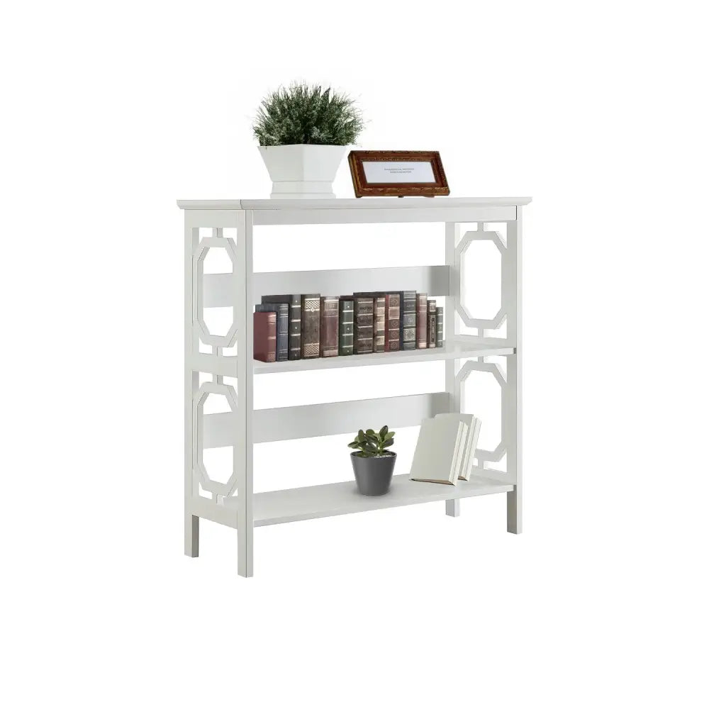 Sarantino Laurel 3-Tier Bookshelf Display Rack in White - Furniture > Living Room > Bookcases & Shelves