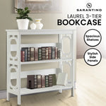 Sarantino Laurel 3-Tier Bookshelf Display Rack in White - Furniture > Living Room > Bookcases & Shelves