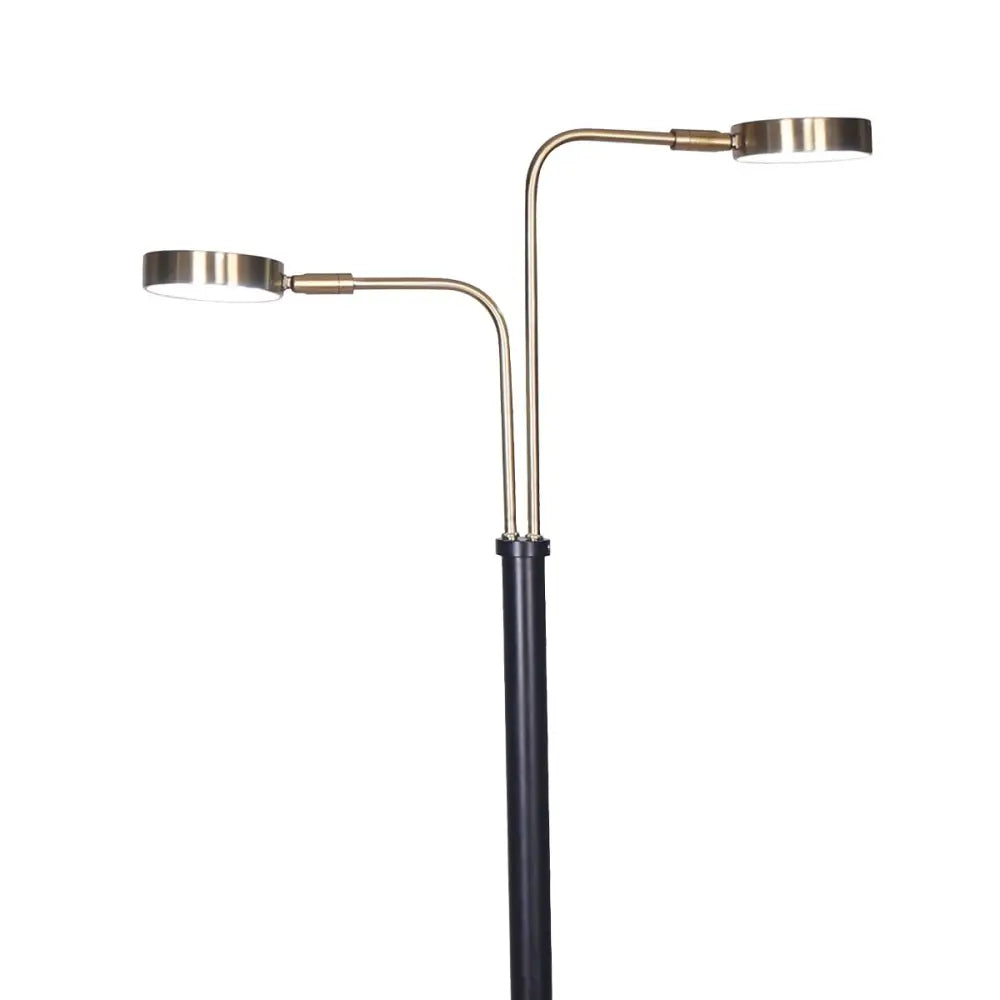 Sarantino LED Metal Floor Lamp with 2 Lights in Brushed Gold and Black Finish - Home & Garden > Lighting