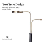 Sarantino LED Metal Floor Lamp with 2 Lights in Brushed Gold and Black Finish - Home & Garden > Lighting