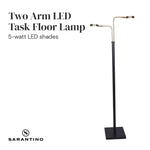Sarantino LED Metal Floor Lamp with 2 Lights in Brushed Gold and Black Finish - Home & Garden > Lighting