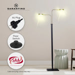 Sarantino LED Metal Floor Lamp with 2 Lights in Brushed Gold and Black Finish - Home & Garden > Lighting