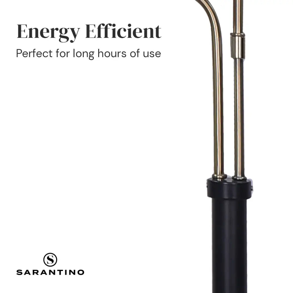 Sarantino LED Metal Floor Lamp with 2 Lights in Brushed Gold and Black Finish - Home & Garden > Lighting