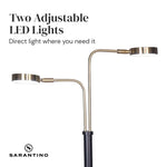Sarantino LED Metal Floor Lamp with 2 Lights in Brushed Gold and Black Finish - Home & Garden > Lighting