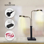 Sarantino LED Metal Table Lamp with 2 Lights Brushed Gold Black Finish - Home & Garden > Lighting