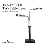 Sarantino LED Metal Table Lamp with 2 Lights Brushed Gold Black Finish - Home & Garden > Lighting