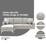 Sarantino Linen Corner Sofa Couch Lounge L-shape W/right Chaise Seat Light Grey - Furniture > Sofas
