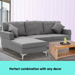 Sarantino Linen Corner Sofa Couch Lounge L-shape W/right Chaise Seat Dark Grey - Furniture > Sofas