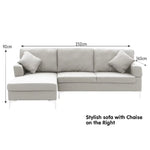 Sarantino Linen Corner Sofa Couch Lounge L-shape W/right Chaise Seat Light Grey - Furniture > Sofas