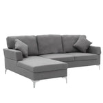 Sarantino Linen Corner Sofa Couch Lounge L-shape W/right Chaise Seat Dark Grey - Furniture > Sofas
