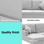 Sarantino Linen Corner Sofa Couch Lounge L-shape W/right Chaise Seat Light Grey - Furniture > Sofas