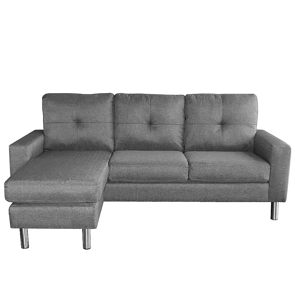 Sarantino Linen Corner Sofa Lounge Couch Modular Furniture L Chair Home Chaise Grey - Furniture > Sofas