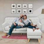 Sarantino Linen Corner Wooden Sofa Lounge L-shaped with Left Chaise Light Grey - Furniture > Sofas