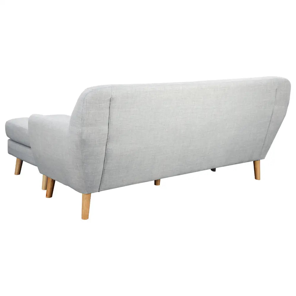 Sarantino Linen Corner Wooden Sofa Lounge L-shaped with Left Chaise Light Grey - Furniture > Sofas