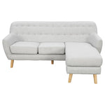 Sarantino Linen Corner Wooden Sofa Lounge L-shaped with Left Chaise Light Grey - Furniture > Sofas