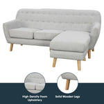 Sarantino Linen Corner Wooden Sofa Lounge L-shaped with Left Chaise Light Grey - Furniture > Sofas