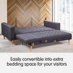 Sarantino Linen Fabric Corner Sofa Bed Couch Lounge With Chaise Furniture - Dark Grey - Furniture > Sofas