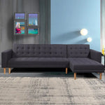 Sarantino Linen Fabric Corner Sofa Bed Couch Lounge With Chaise Furniture - Dark Grey - Furniture > Sofas